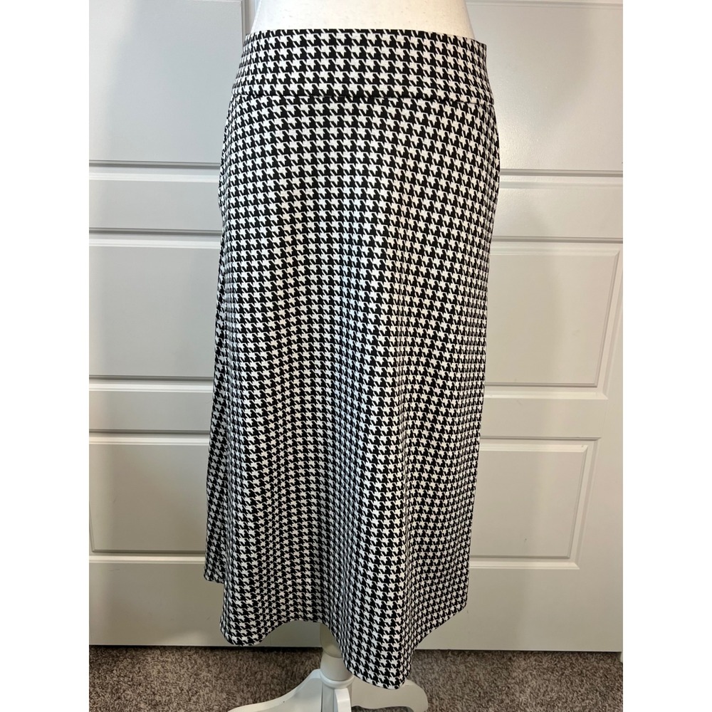 Cabi Houndstooth Midi Skirt Size 4 Black White Career Office Party